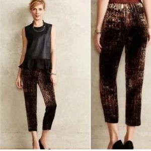 Anthropologie Elevenses jogger velvet glasswork print pants XSP